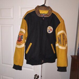 Vintage Pittsburgh Steelers Leather & Wool Jeff Hamilton Jacket Made in the USA